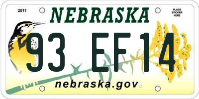 NE license plate 93EF14