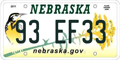 NE license plate 93EF33
