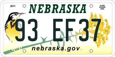 NE license plate 93EF37