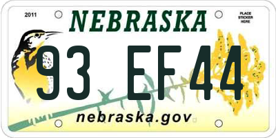 NE license plate 93EF44