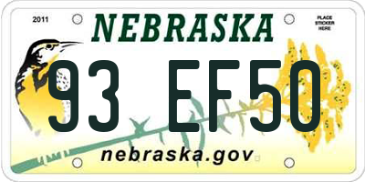 NE license plate 93EF50