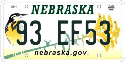 NE license plate 93EF53