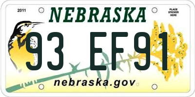 NE license plate 93EF91