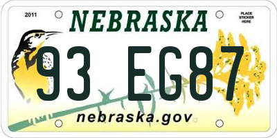 NE license plate 93EG87