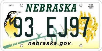 NE license plate 93EJ97