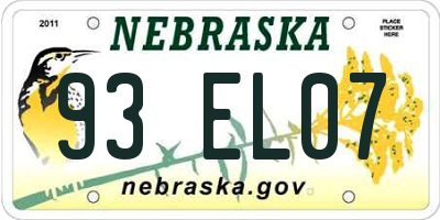 NE license plate 93EL07