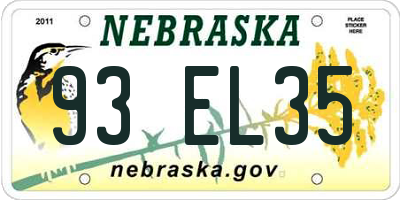NE license plate 93EL35