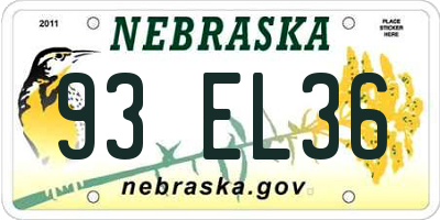 NE license plate 93EL36