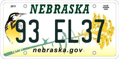 NE license plate 93EL37