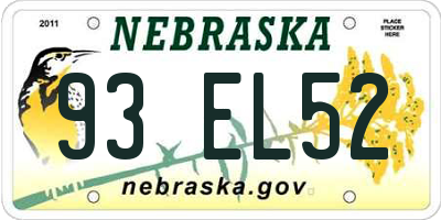 NE license plate 93EL52