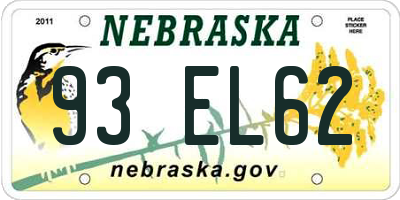 NE license plate 93EL62
