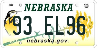 NE license plate 93EL96