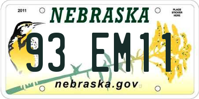 NE license plate 93EM11