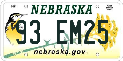 NE license plate 93EM25