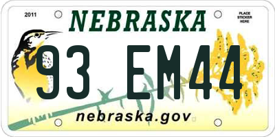 NE license plate 93EM44