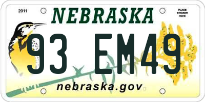 NE license plate 93EM49