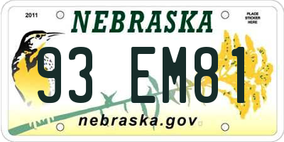 NE license plate 93EM81