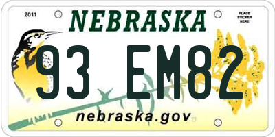 NE license plate 93EM82