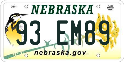 NE license plate 93EM89