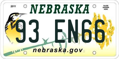 NE license plate 93EN66
