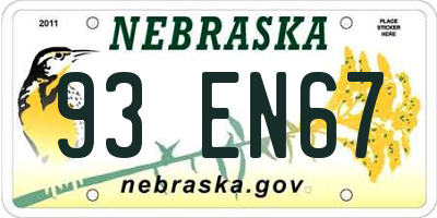 NE license plate 93EN67