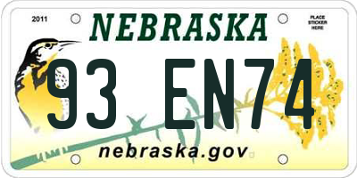 NE license plate 93EN74