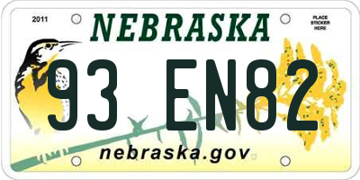 NE license plate 93EN82