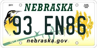 NE license plate 93EN86