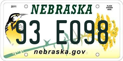 NE license plate 93EO98