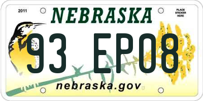 NE license plate 93EP08