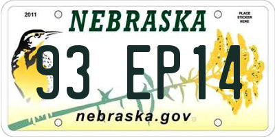 NE license plate 93EP14