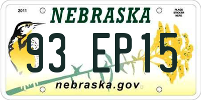 NE license plate 93EP15