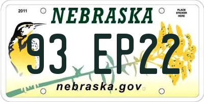 NE license plate 93EP22