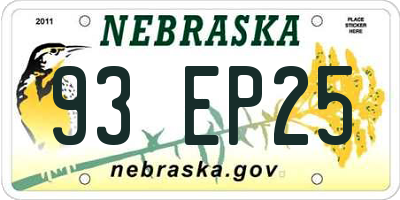 NE license plate 93EP25