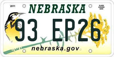 NE license plate 93EP26