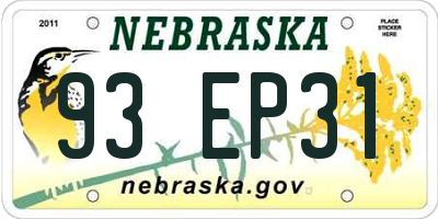 NE license plate 93EP31