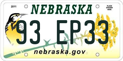 NE license plate 93EP33