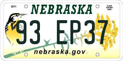 NE license plate 93EP37