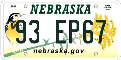 NE license plate 93EP67
