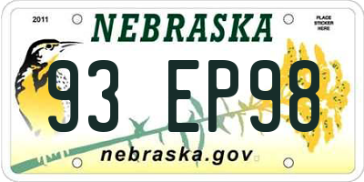 NE license plate 93EP98