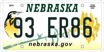 NE license plate 93ER86