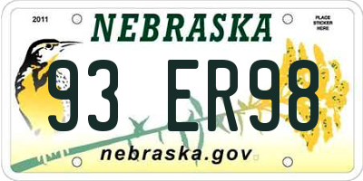 NE license plate 93ER98