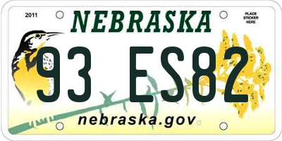 NE license plate 93ES82