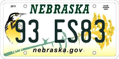 NE license plate 93ES83