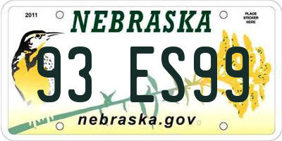 NE license plate 93ES99