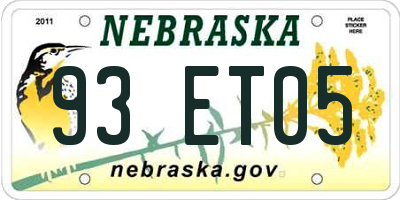 NE license plate 93ET05