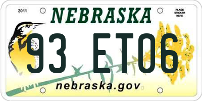 NE license plate 93ET06