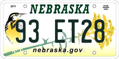 NE license plate 93ET28