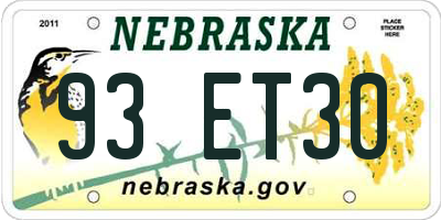 NE license plate 93ET30