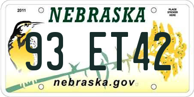 NE license plate 93ET42